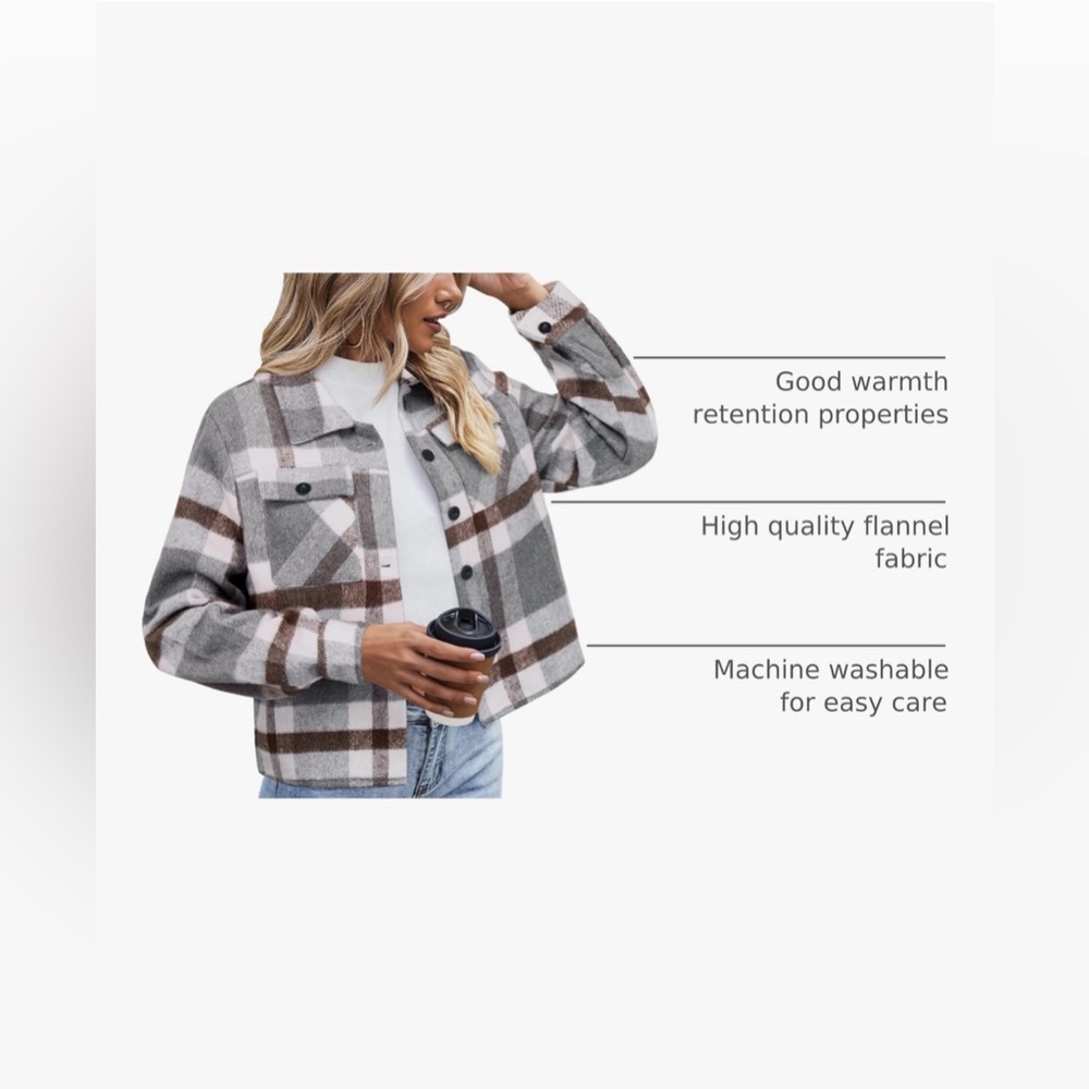 Cropped Plaid Flannel Shacket - Picture 7 of 12
